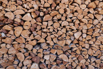 stacked dry firewood as a background