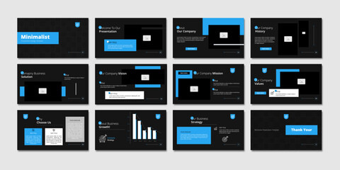 business minimal slides presentation background template. company presentation template slides with infographic and charts. 