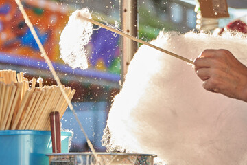 cotton candy manufacturing on a food truck