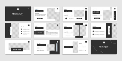 business minimal slides presentation background template. company presentation template slides with infographic and charts. 