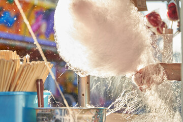 cotton candy manufacturing on a food truck