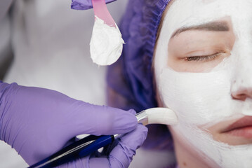 white spa mask applied to the face