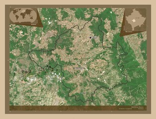 Malisheve, Kosovo. Low-res satellite. Labelled points of cities