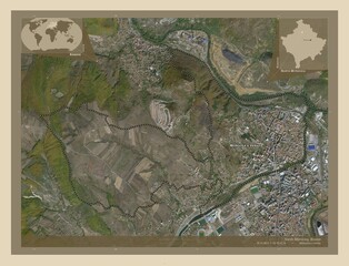 North Mitrovica, Kosovo. High-res satellite. Labelled points of cities