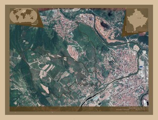 North Mitrovica, Kosovo. Low-res satellite. Labelled points of cities