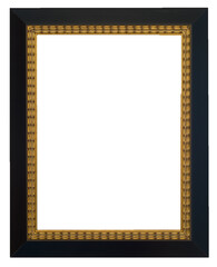Isolated wooden black and gold ornate picture frame
