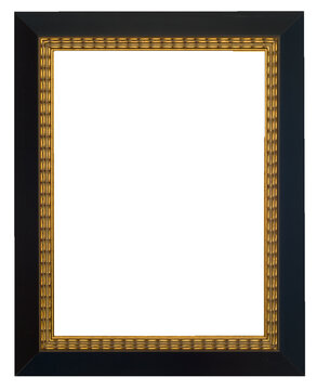 Isolated wooden black and gold ornate picture frame