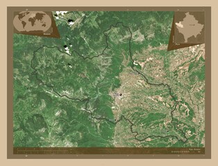 Peja, Kosovo. Low-res satellite. Labelled points of cities