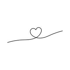 Vector illustration. One line heart. Minimalism. Sample. Love.