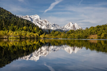 Naklejka na ściany i meble reflection of mountain in the lake