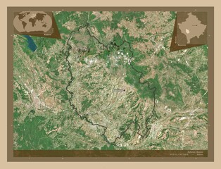 Rahovec, Kosovo. Low-res satellite. Labelled points of cities