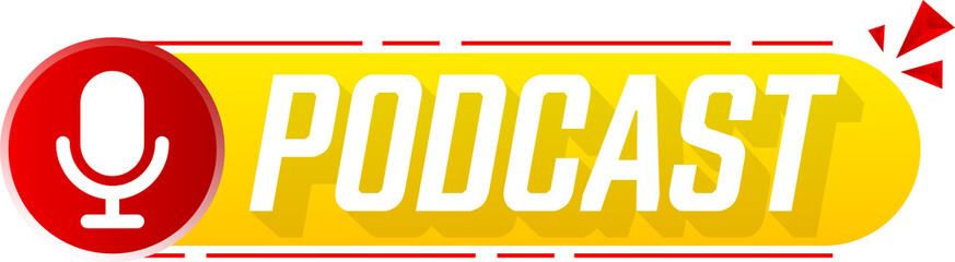 Podcast. Vector flat illustration, icon, logo design on white background