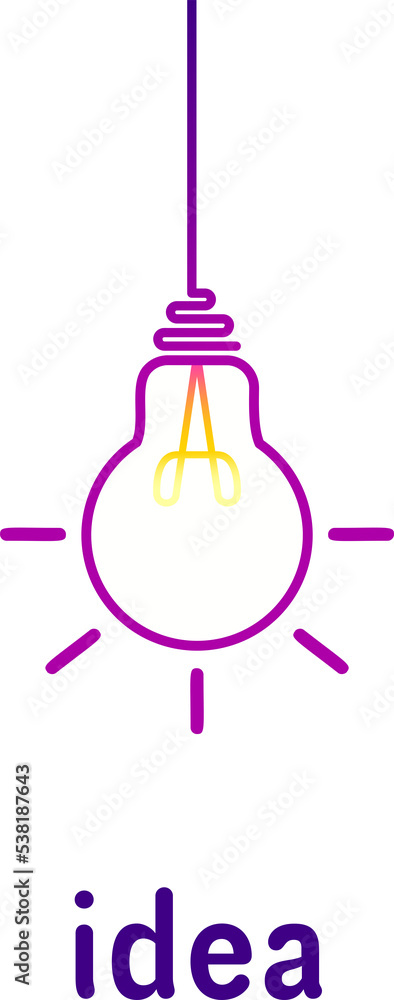 Poster bright idea and insight concept with light bulb. trendy flat vector light bulb icons with concept of