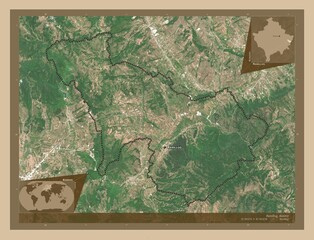 Ranillug, Kosovo. Low-res satellite. Labelled points of cities