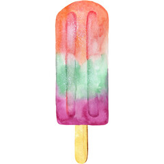 Watercolor illustration of popsicles.
