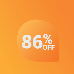 86% off Sale banner offer ad discount promotion vector banner. price discount offer. season sale promo sticker colorful background	
