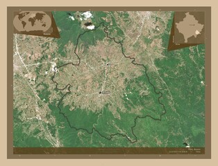 Vitia, Kosovo. Low-res satellite. Labelled points of cities