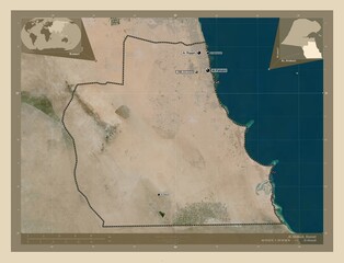 Al Ahmadi, Kuwait. High-res satellite. Labelled points of cities