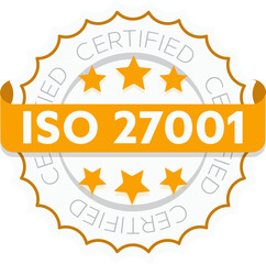 ISO 27001 certified sign. Environmental management system international standard approved stamp. Green isolated vector icon
