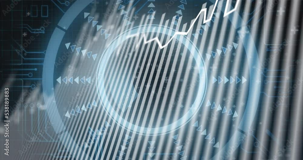 Aufkleber animation of processing circle and integrated circuit in digital space