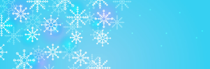Christmas blue background with snow and snowflake