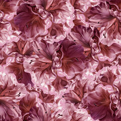 Azaleas. Seamless background. Beautiful flowers. Stylization: watercolor.