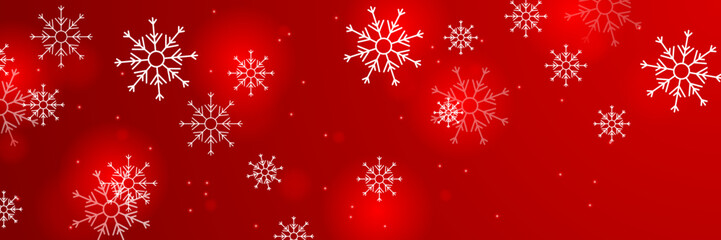 Obraz na płótnie Canvas Christmas red background with snow and snowflake. Christmas card with snowflake border vector illustration