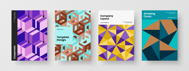Obraz premium Clean geometric tiles cover template collection. Abstract postcard vector design illustration composition.