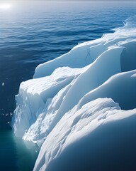 A massive iceberg and ice floes in the North Sea. 