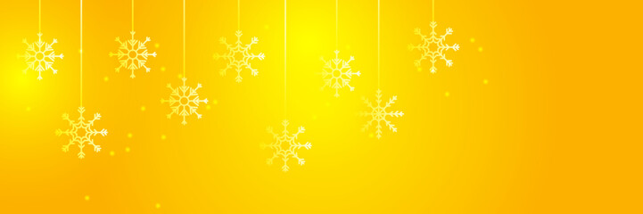 Christmas yellow orange background with snow and snowflake. Christmas card with snowflake border vector illustration