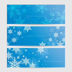 Christmas blue background with snow and snowflake. Christmas card with snowflake border vector illustration