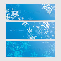 Christmas blue background with snow and snowflake. Christmas card with snowflake border vector illustration