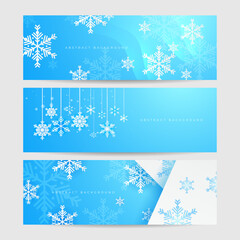 Christmas blue background with snow and snowflake. Christmas card with snowflake border vector illustration