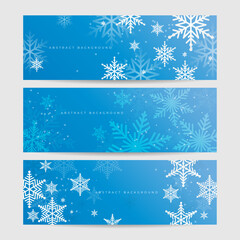 Christmas blue background with snow and snowflake. Christmas card with snowflake border vector illustration