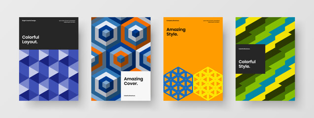 Amazing flyer A4 vector design concept collection. Creative geometric pattern corporate brochure illustration set.