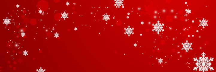 Obraz na płótnie Canvas Red and white christmas snowflake banner background with text space