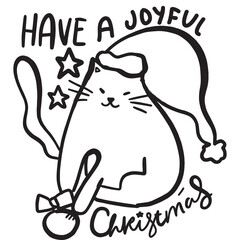 Christmas cat illustration for your design