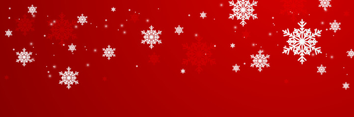 Red and white christmas snowflake banner background with text space