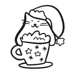 Christmas cat illustration for your design