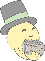 Hungry face eating burger