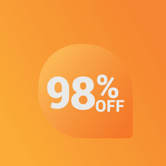 98% off Sale banner offer ad discount promotion vector banner. price discount offer. season sale promo sticker colorful background	

