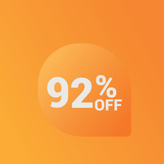 92% off Sale banner offer ad discount promotion vector banner. price discount offer. season sale promo sticker colorful background	
