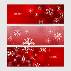 Christmas red background with snow and snowflake