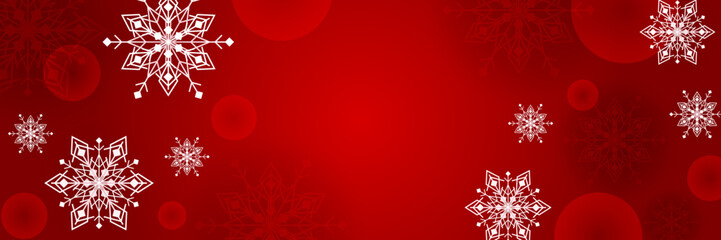 Christmas red background with snow and snowflake