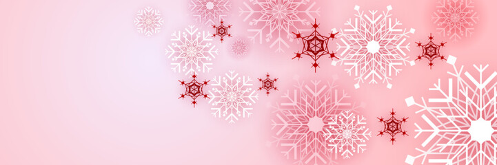 Christmas red background with snow and snowflake