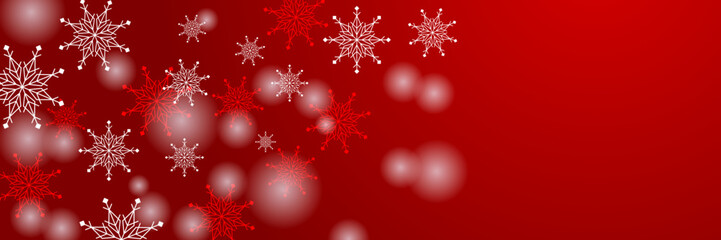 Fototapeta na wymiar Christmas red background with snow and snowflake