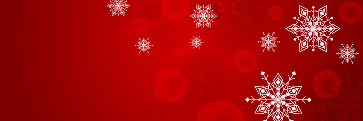 Christmas red background with snow and snowflake