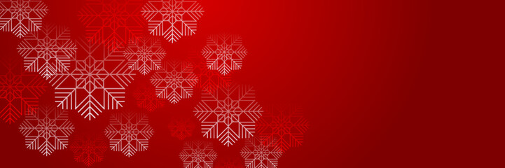 Fototapeta na wymiar Christmas red background with snow and snowflake