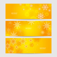 Naklejka na ściany i meble Christmas orange background with snow and snowflake