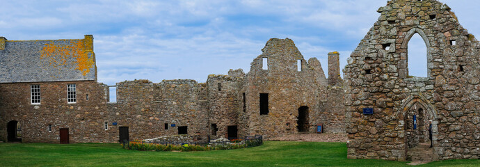 Panorama of Dunnottar castle in Aberdeenshire, Scotland